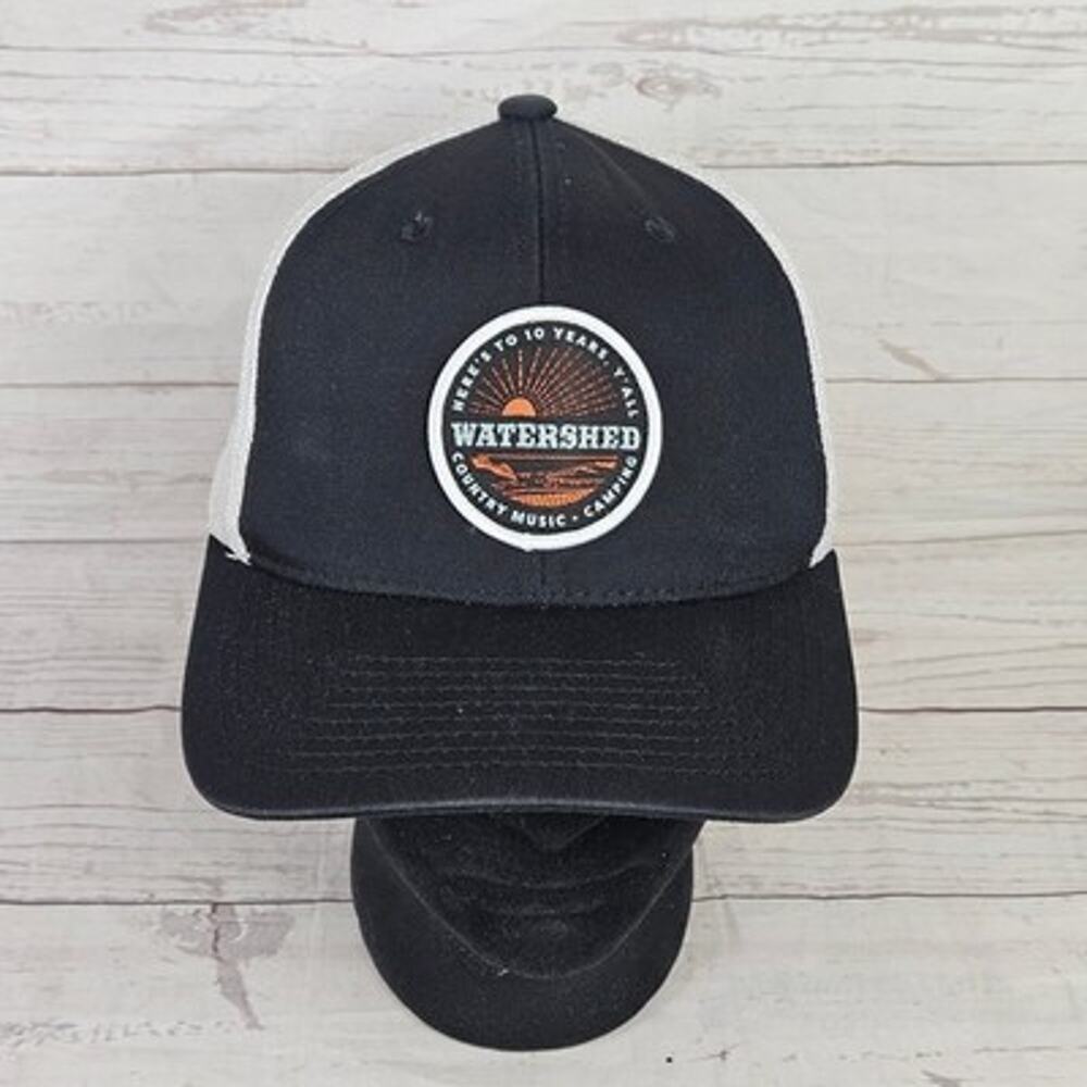 Yupoong Watershed Country Music Camping Trucker Hat Snapback Black White